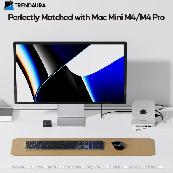 PULWTOP Mac mini M4/M4 Pro Hub Stand Dock with External Storage Upgrade M.2 SSD Enclosure - Image 4